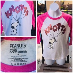 Peanuts Snoopy Cedar Fair Girls Raglan Tee NWOT